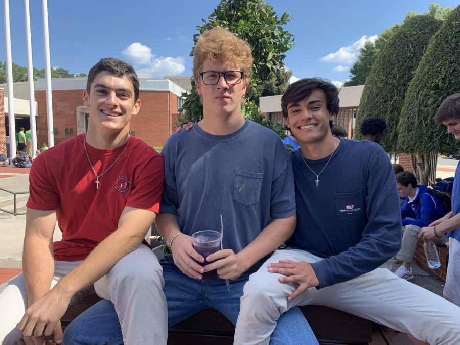 In addition to being way too comfortable sitting this close together, what else do these guys have in common? Theyre all members of the Student Council. (L to R: Junior Frankie Maloof, senior Henry Guynn, senior Mathew Gregg)