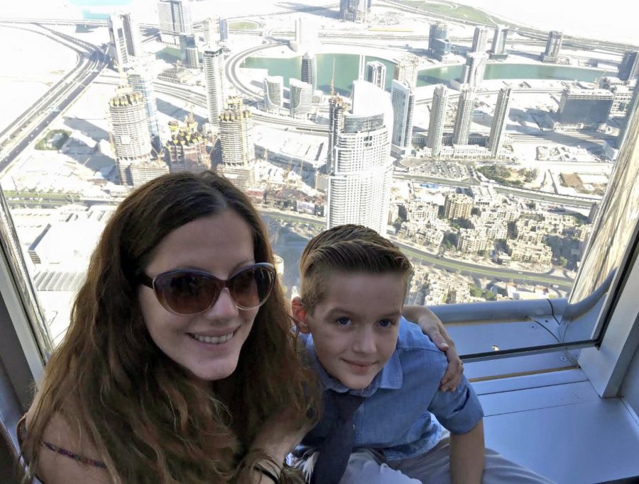Sophomore Rocky Burger, then 12, sits at the top of the Burj Khalifa, the world's tallest building, in Dubai. Burger transferred to St. Pius X this year after moving back to Atlanta from Dubai, where he lived with his family for several years.