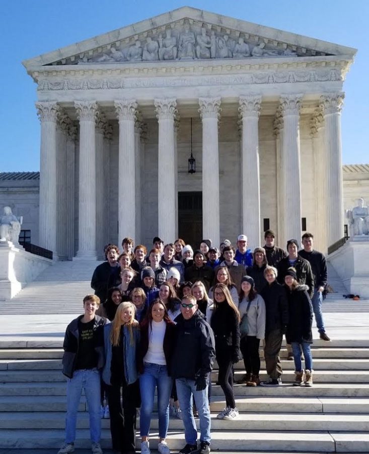 Students+in+Mr.+Ruggieros+Geonice+and+the+Holocaust+class+stand+on+the+steps+of+the+Supreme+Court+on+their+4-day+visit+to+Washington+D.C.+in+November.+The+main+purpose+of+the+trip+was+to+tour+the+United+States+Holocaust+Memorial+Museum.