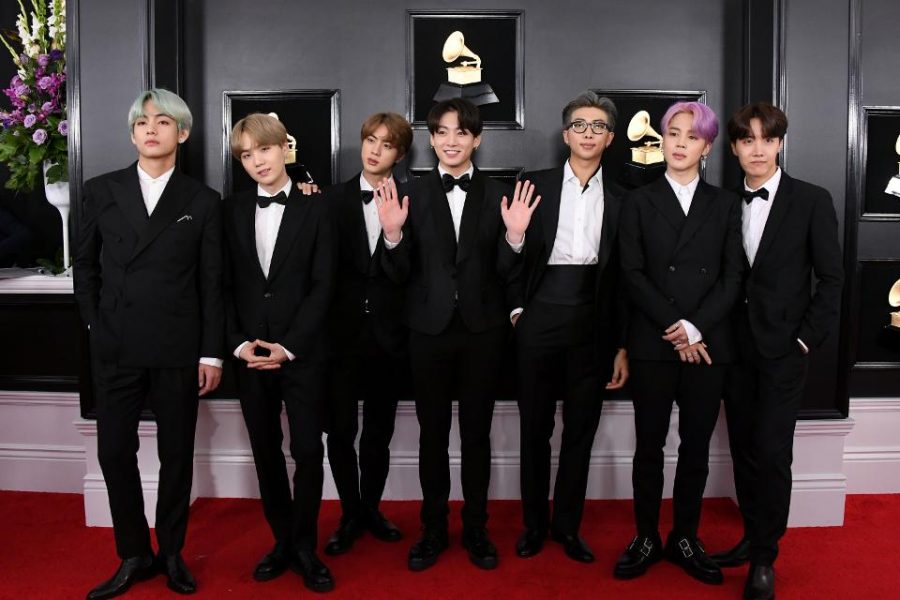 BTS arrives on the red carpet at this years Grammy Awards.. They perfromed Old Town Road with Lil Nas X and Billy Ray Cyrus.