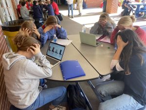 Students in 4th lunch stress over their upcoming assignments. Late nights and tired school days due to homework and studying are all too common for high schoolers.