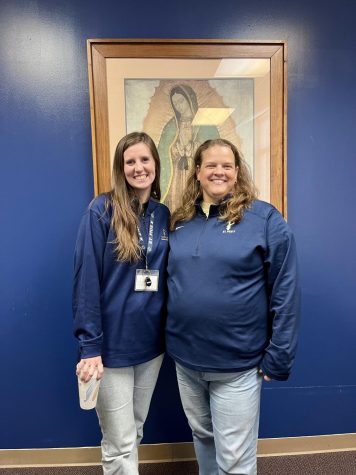 Ms. Bond (left) and Ms. Baker joined the St. Pius X family this 
summer, and they both say the students are their favorite part of the job.