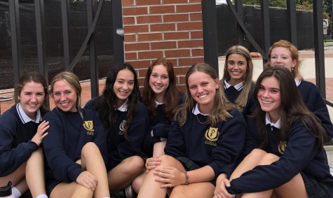 A group of senior girls enjoy lunch outside during their first month of school. Now eight months later, the Class of 2023 will attend their senior pilgrimage on Monday, April 24, one of their final events together as a grade.