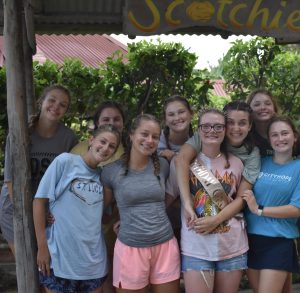 While on a mission trip in Jamaica with Mustard Seed Communities, students celebrate senior Annie Yantis birthday. Students went on mission trips to various locations this summer, including Orlando, Florida and Puerto Rico.