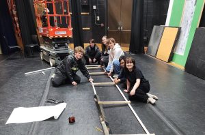 Tech Crew at work on a set for the spring musical.