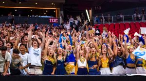 The Jungle cheers on the football team to a 15-12 victory over Dunwoody at Mercedes-Benz Stadium. Courtesy of Lucy Frankowski