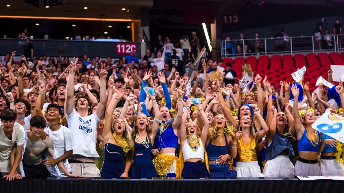 The Jungle cheers on the football team to a 15-12 victory over Dunwoody at Mercedes-Benz Stadium. Courtesy of Lucy Frankowski