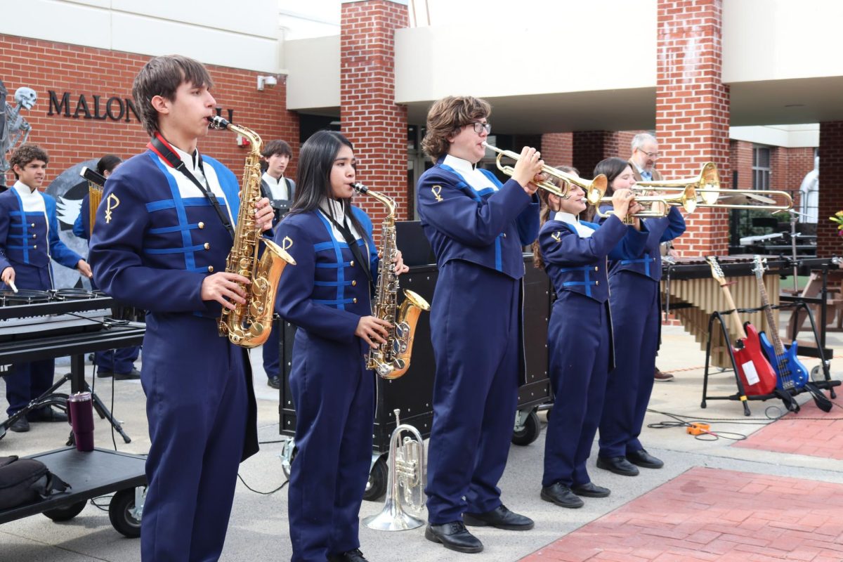 The Marching Band plays at Open House. They also performed with other Fine Arts programs at Morning of the Arts on Wednesday, November 12. Hosted by the Enrollment Office, Hosted by the Enrollment Office, this annual event invites sixth graders from archdiocesan schools to tour St. Pius X and enjoy performances from all Fine Arts programs.