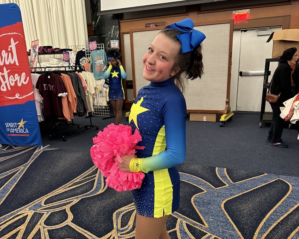 Sophomore Anna Katherine Thorpe gets ready with the Spirit of American cheer team to perform in the Macy's Thanksgiving Day Parade. Photo courtesy of Anna Katherine Thorpe