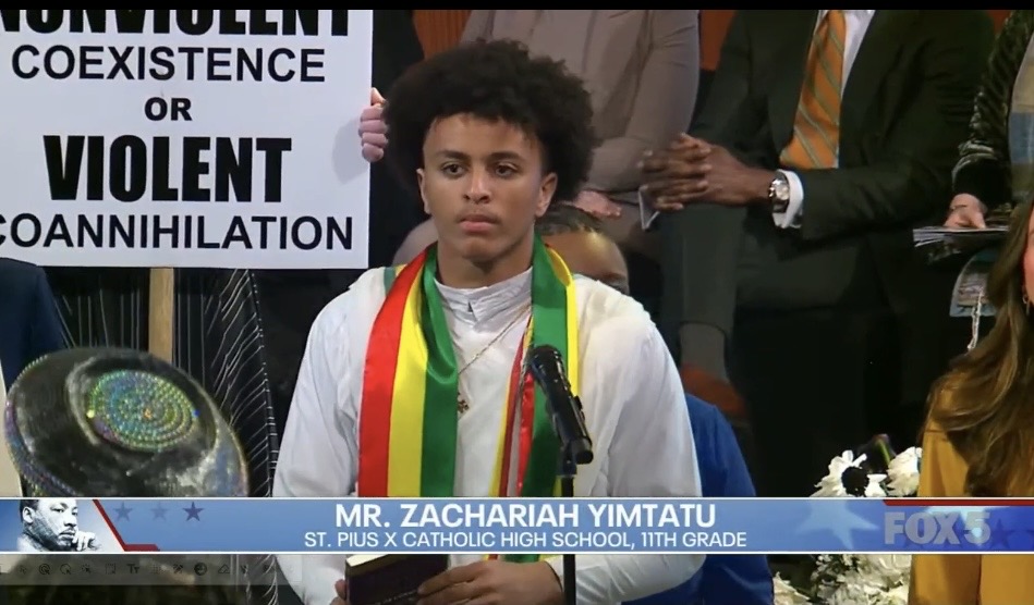 Junior Zach Yimtatu was one of 10 college and high school students from the Atlanta area invited to participate in the MLK Jr. Day Commemorative Service at Ebenezer Baptist Church.